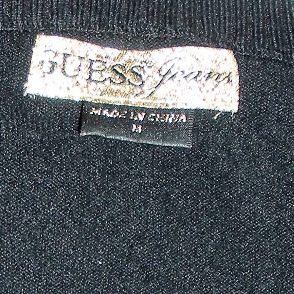 Vintage GUESS Black Front zip V neck cardigan SZ: M - Picture 6 of 6